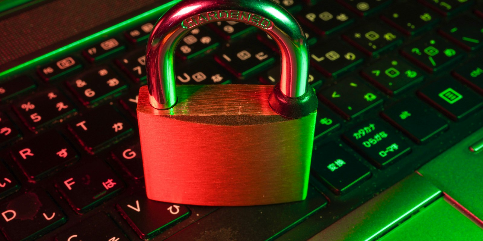 Padlock on a computer keyboard